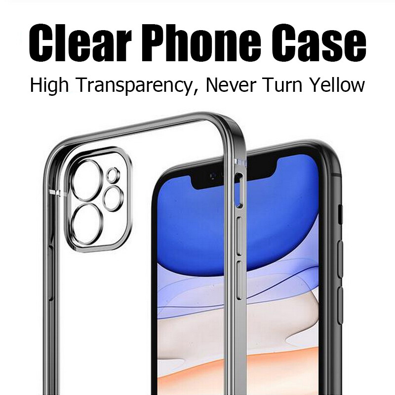 Ốp mạ gọng vuông cổ điển sang trọng cho iPhone 16 Pro Max 15 Pro Max 14 Pro Max 13 Pro max 11 Pro Max 12pro Max SE 2020 iPhone x XR XS Max 7 8 Plus 14 15 16 Plus Ốp vỏ lưng trong suốt mềm