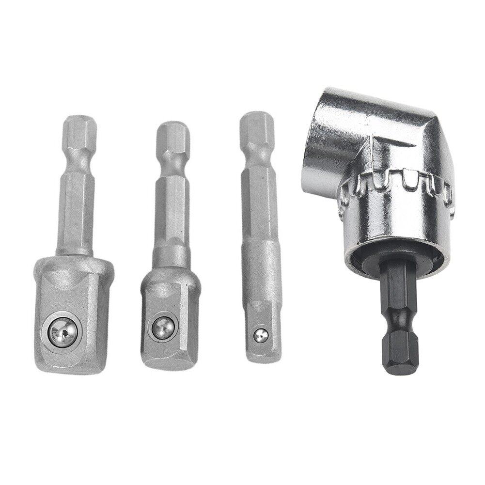 4pcs Socket Adapter With 105 Degree Corner Hex Shank Drill Bits Extension Rod