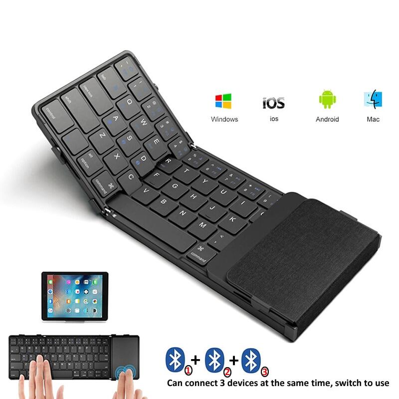 Jomaa Bluetooth Wireless Folding Keyboard For Tablet Ipad Phone Rechargeable Foldable Keyboard Hebrew//Korea Multi-Device