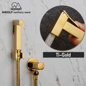 Shiny Gold Brass Hand Held Bidet Sprayer Kit