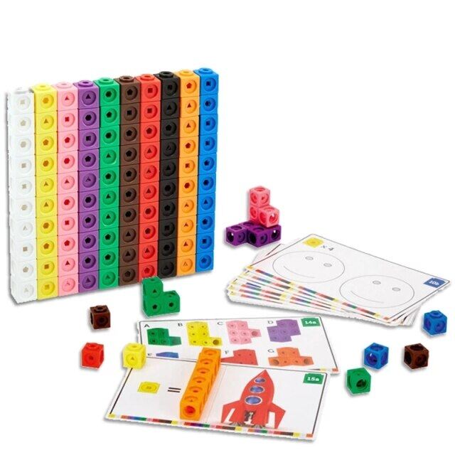 Numberblocks Cube Safe Material Early Educational Toys for Kids 100pcs Building Block with Card Geometric Counting Cubes
