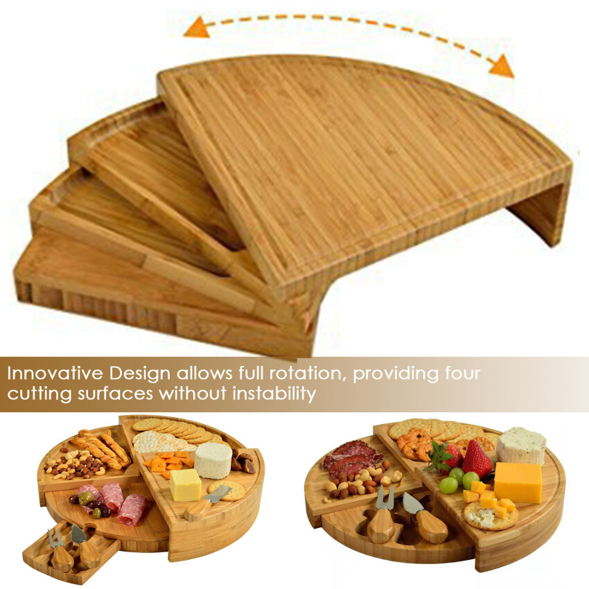 Bamboo Cheese Board , Cheese Board Gift Set，High-Quality Bamboo Wood Serving Board