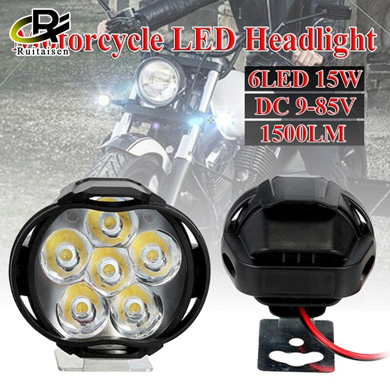 Led Motorcycles Headlight White Super Bright 6LED Working Spot Light Motorbike Fog Lamp 1500LM LED Scooters Spotlight
