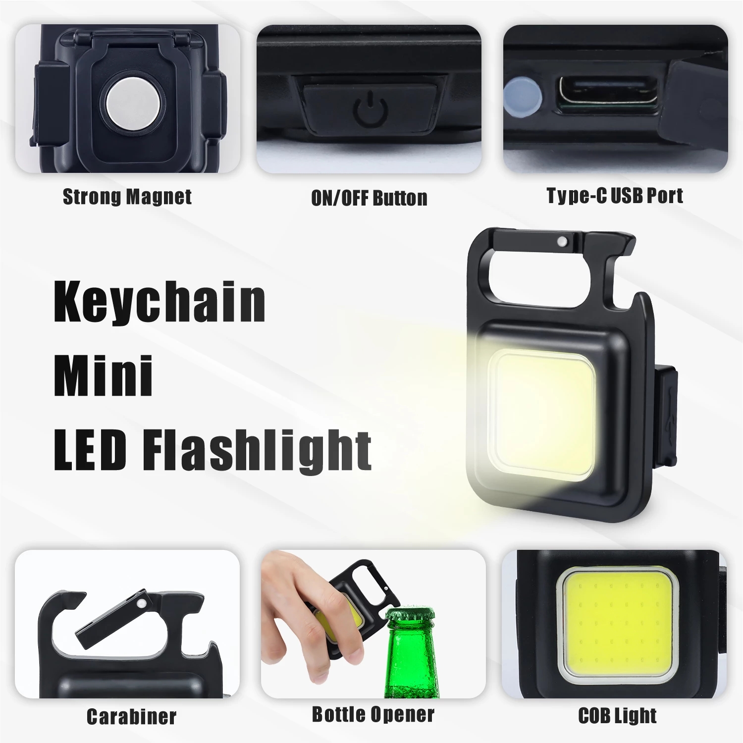 Mini LED Flashlight Pocket Clip Mutifuction Portable Flash Light Pocket Work Light Outdoor Camping Fishing Climbing Lantern