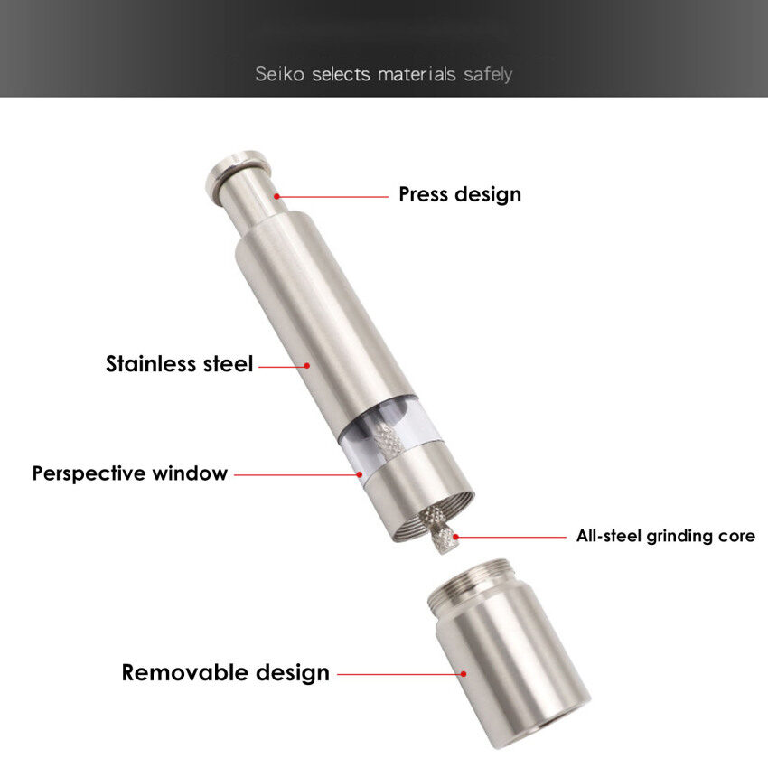 Salt And Pepper Grinder Push Button Pepper Grinder Single Hand Mini Salt And Pepper Grinder Set Or Single Manual Spice Grinder