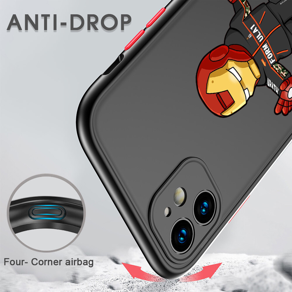 Ốp Honinga Dành Cho Xiaomi Redmi Note 9S Note 9 Pro Ốp Lưng Người Nhện Người Sắt Hoạt Hình Đội Trưởng Người Mỹ Hulk Ốp Điện Thoại Trong Suốt Mờ Ốp Lưng Ốp Cứng Anime Cho Bé Trai Bé Gái Cho Nam