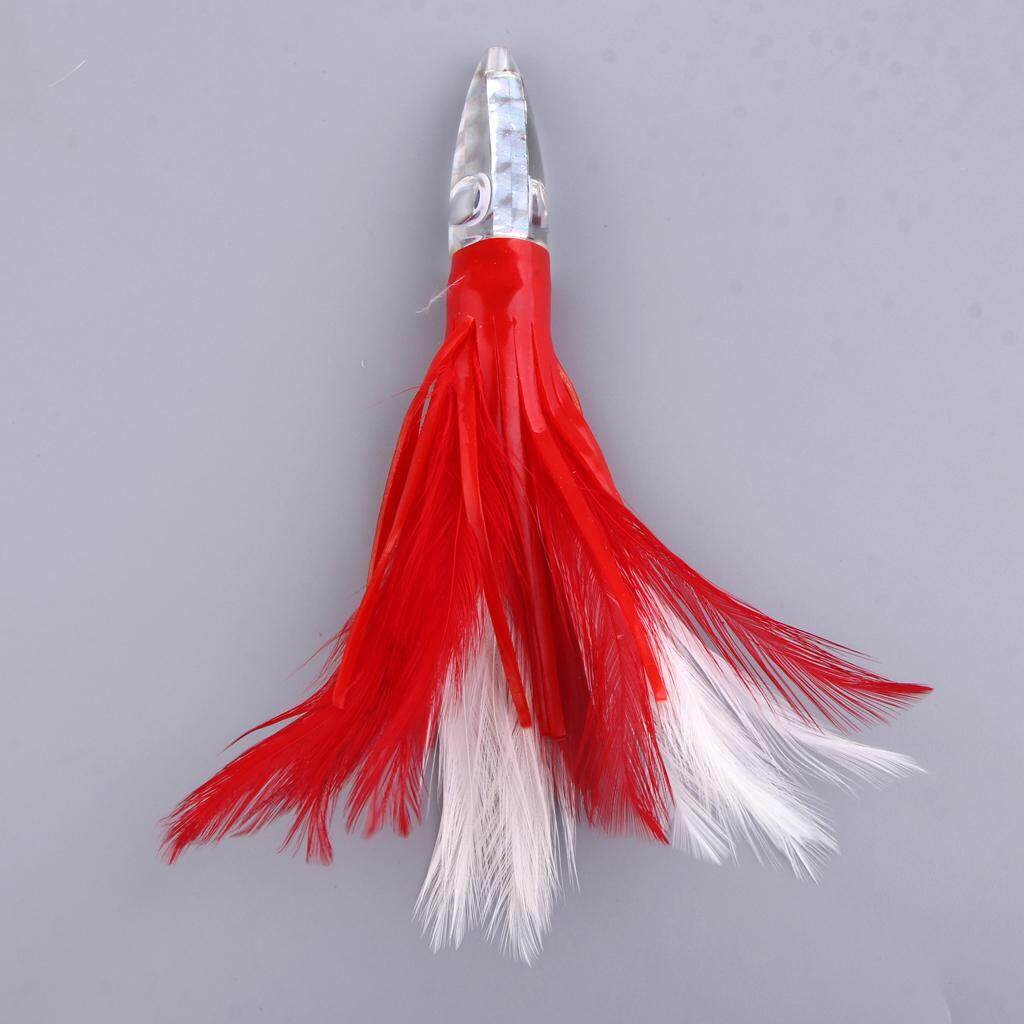 Fishing Lure 14cm 32g Rigged Resin Head Skirted Feather Trolling Marlin Lure