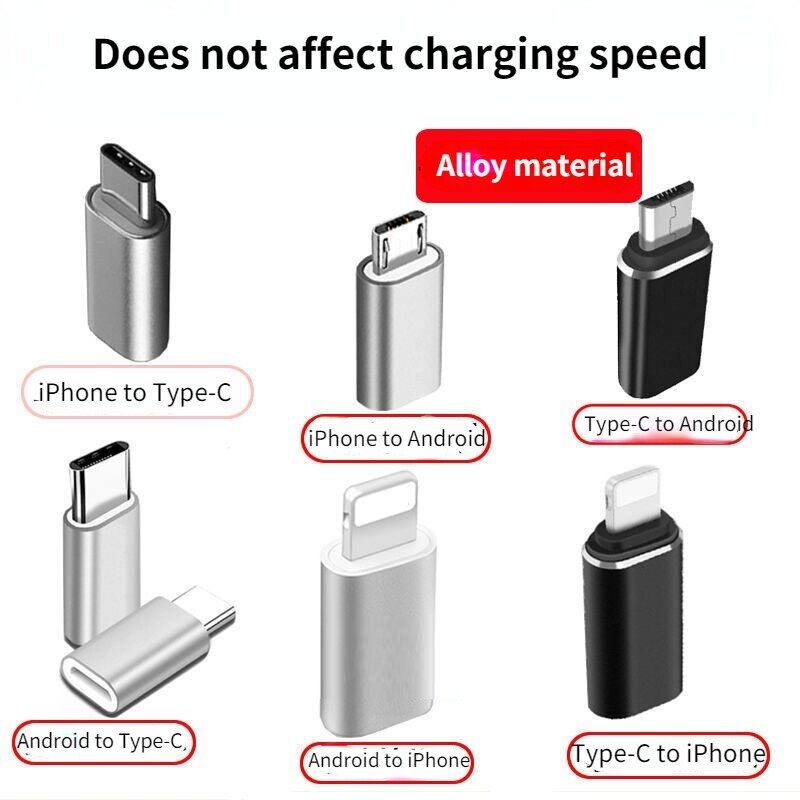 For Lightning Pin to Type C USB-C Alloy Converter Charging Type-C Connector Phone Adapter For iPhone Huawei Xiaomi Phone