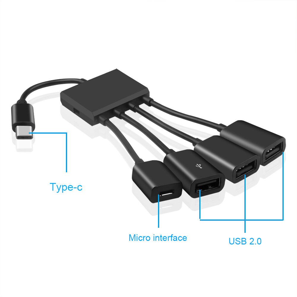 Bộ Chuyển Đổi Kết Nối Cáp OTG 4 Cổng, HUB USB Type-C 3.1 Sang USB 2.0
