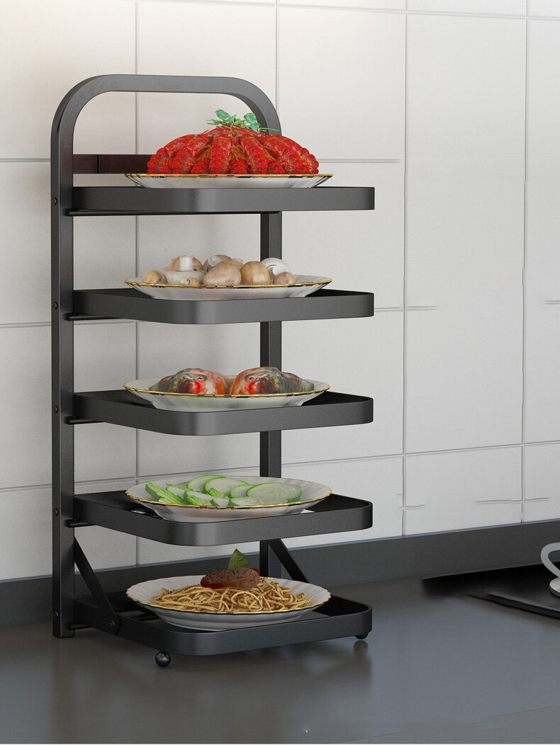 Multi-functional kitchen side dish multi-layer storage dish household hot pot dish tray artifact shelf