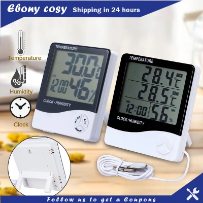 【Hot Sale】HTC Digital LCD Temperature Humidity Meter Clock Hygrometer Thermometer