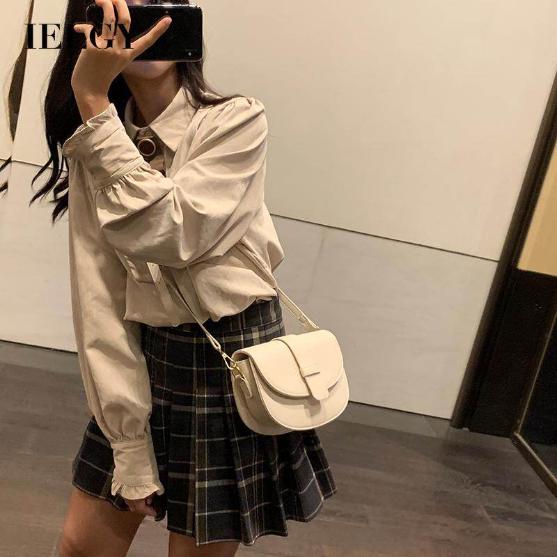 IELGY saddle bag women's all-match single shoulder messenger bag fashion texture armpit bag single shoulder bag