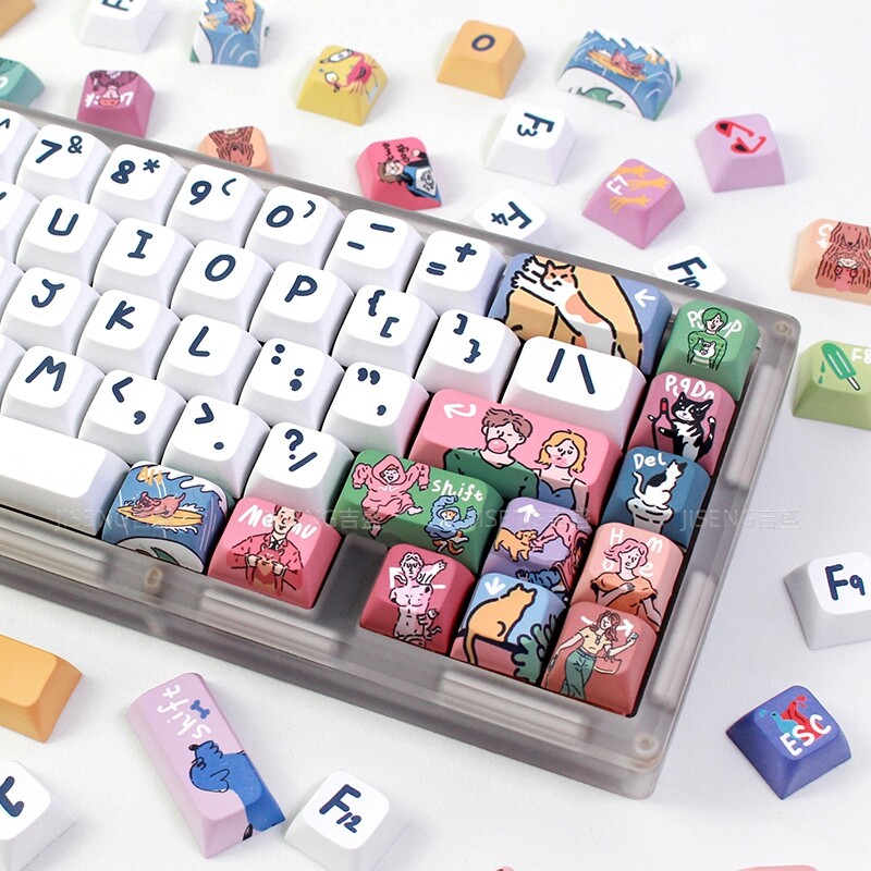 【Keycap chỉ】 Keycap sóng 123 phím xda hồ sơ PBT thăng hoa Keycaps cho bàn phím cơ tùy chỉnh keychron/RK61/gk61/Anne Pro 2
