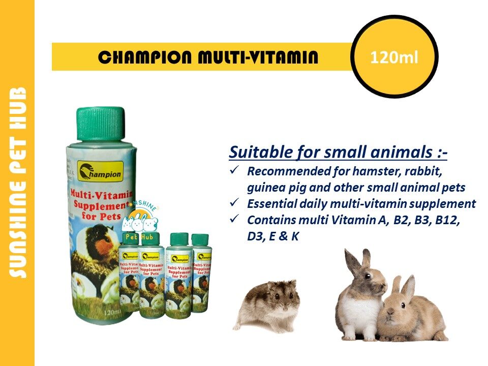 Champion Multi Vitamins Supplement For Hamster Rabbit Guinea Pig 120ml ...