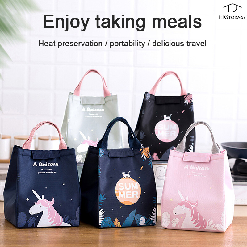 HKStorage Cute Unicorn Design New Fresh Lunch Bags For Women Kids Food Cooler Lunch Box Tote Cooler Lunch Box Insulation Portable Tote Bag
