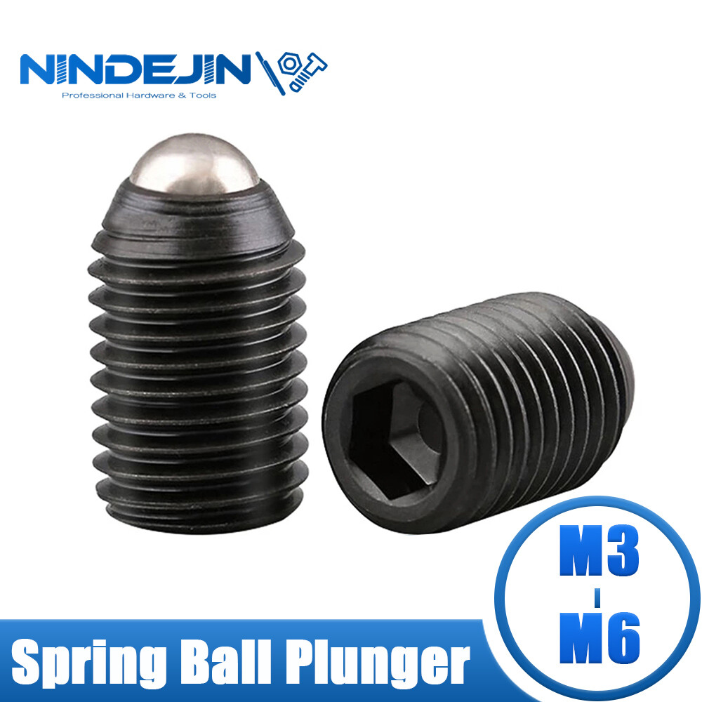 NINDEJIN 2-15pcs Hex Hexagon Socket Ball Point Set Screw Carbon Steel M3/M4/M5/M6 Spring Ball Plunger Set Screw