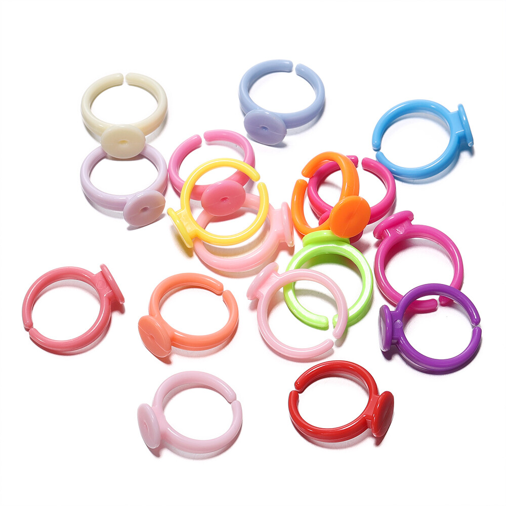 T. kunkka 20 cái/túi 18mm nhựa màu Vòng cơ sở cho tự làm trang sức nhẫn