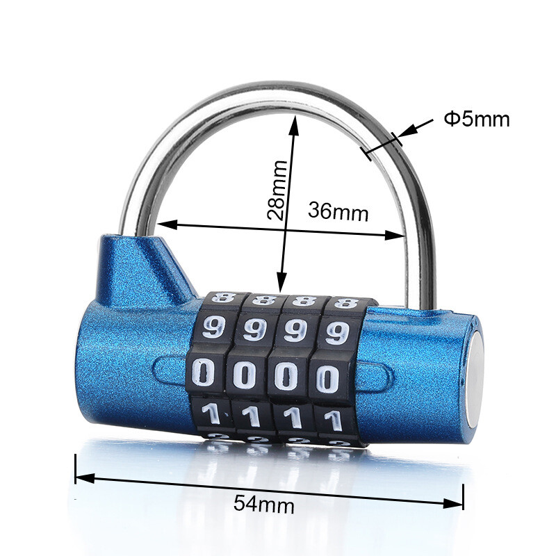 Multifunctional Combination 4 Digit Security Padlock Gym Locker Drawer Luggage Cabinet Code Clock Door Padlock Suitcase Baggage Locks(RANDOM COLOR)