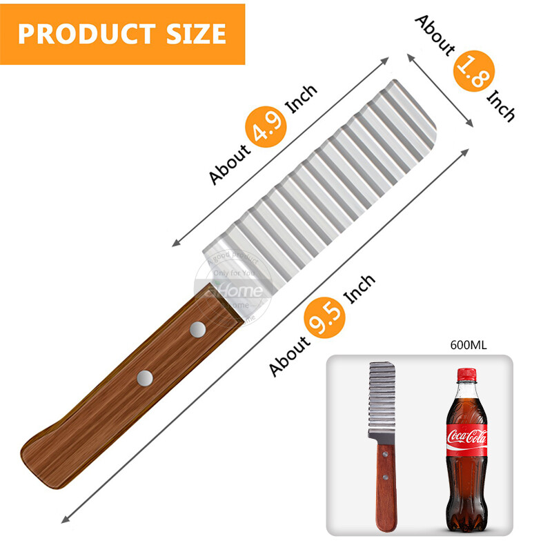 Fypo Wave Cutter Knife French Fries Potato Slicer Stainless Steel Crinkle Cutter with Non-slip Handle Multi-function Chip Dough Carrot Vegetable Wavy Cutter Kitchen Gadget Tool