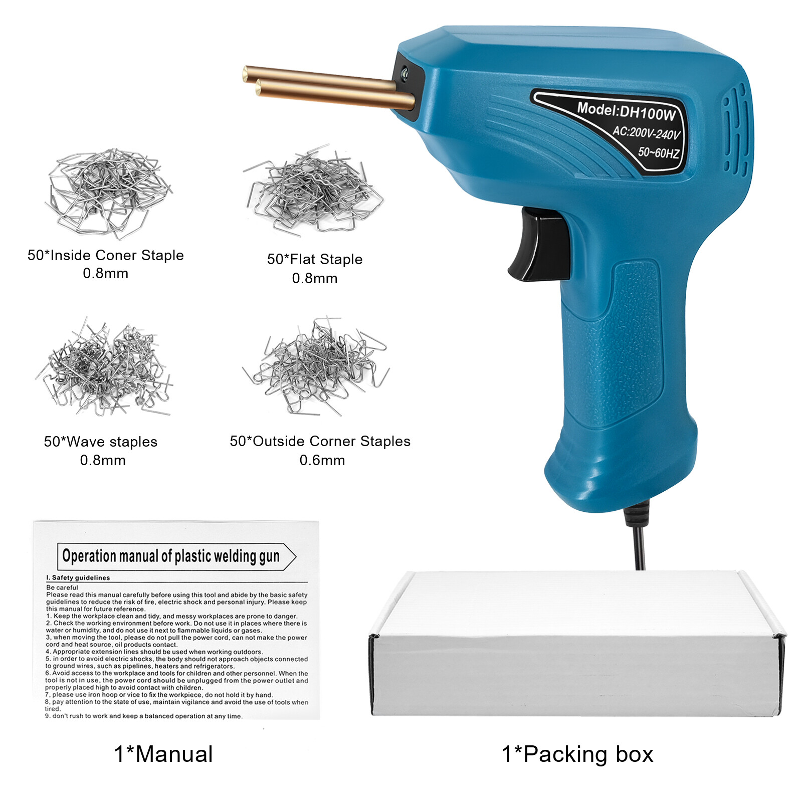 Portable Handheld Plastics Welding Machine Panel Crack Repairs Kit Thermal Cutting Hot Stapler Plastics Repairing Tool Set with LED Light