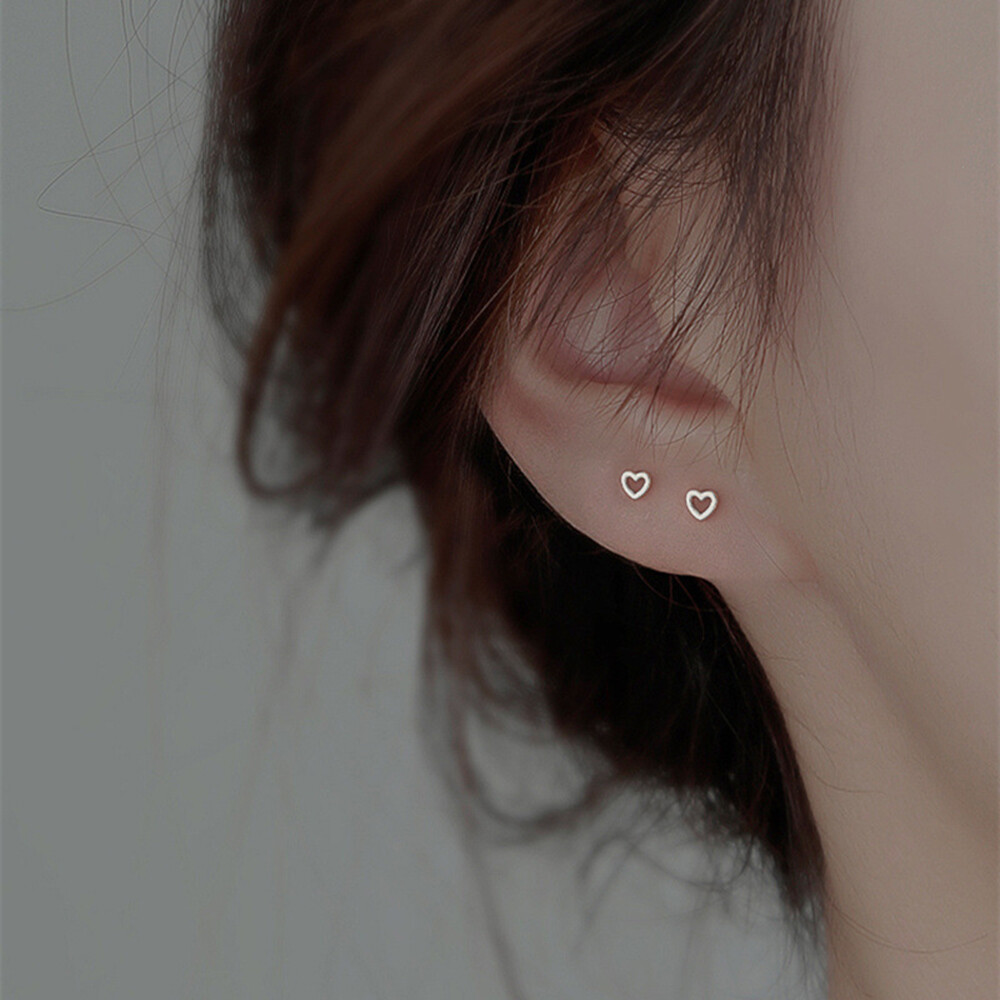 sanhe S925 Silver Stud Earrings Simple Earrings Ear Bone Studs