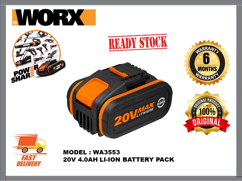 WORX WA3553 20V 4.0AH LI-ION POWERSHARE 