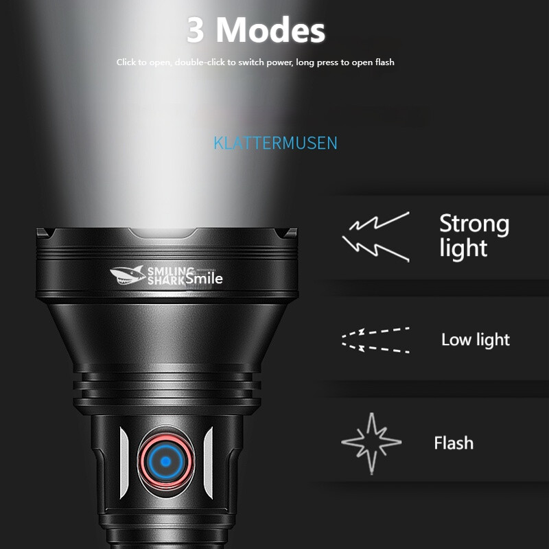 Smiling Shark Original flashlight SD7127Super bright Torch light Rechargable LED USB fast charge Walking Camping Fishing T90 High Lumen
