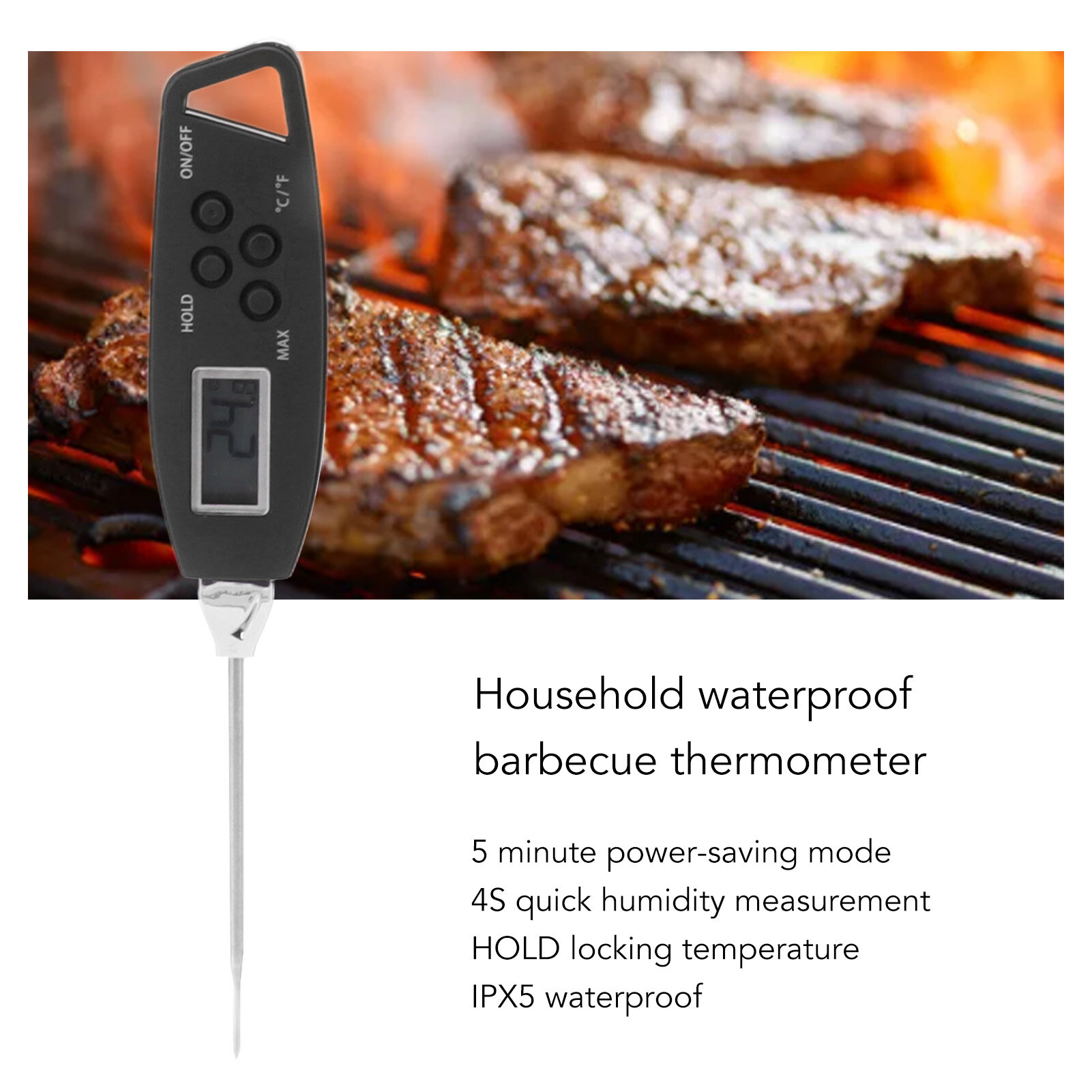 Digital Meat Thermometer Clearing Function Digital Food Thermometer for Grilling