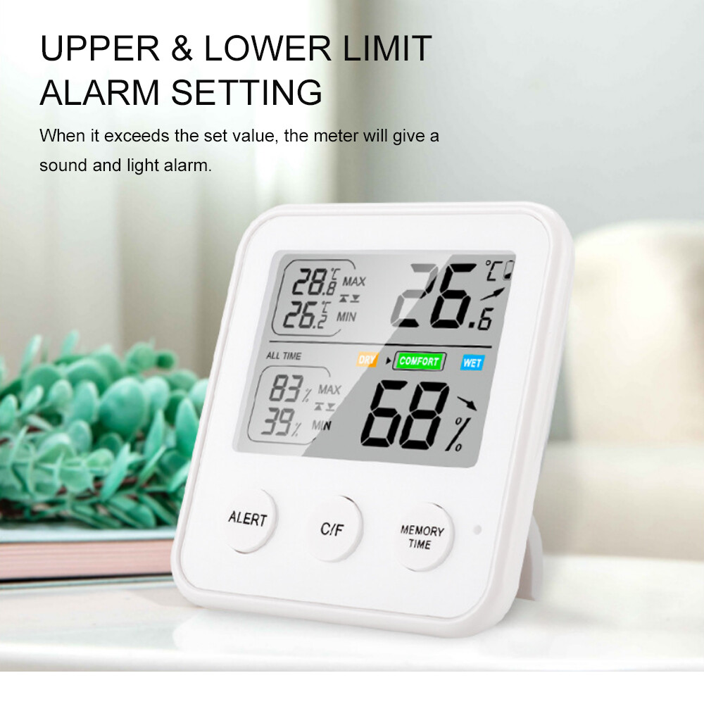 Smart Sensor Nhiệt Kế Từ Tính Có Độ Chính Xác Cao Máy Đo Độ Ẩm Nhiệt Kế Kỹ Thuật Số Với Màn Hình LCD ° C/° F Có Thể Chuyển Đổi Mọi Thời Gian/24 Giờ Chức Năng Nhắc Nhở Thoải Mái Độ Ẩm Nhiệt Độ Tối Thiểu Tối Đa