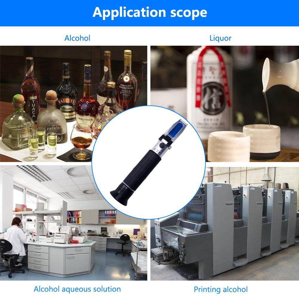 Thiết Kế Khúc Xạ Kế Di Động Yieryi Máy Đo Nồng Độ Cồn Trong Rượu Máy Đo Khúc Xạ Kế ATC 0-80% V/V Kèm Hộp Mới