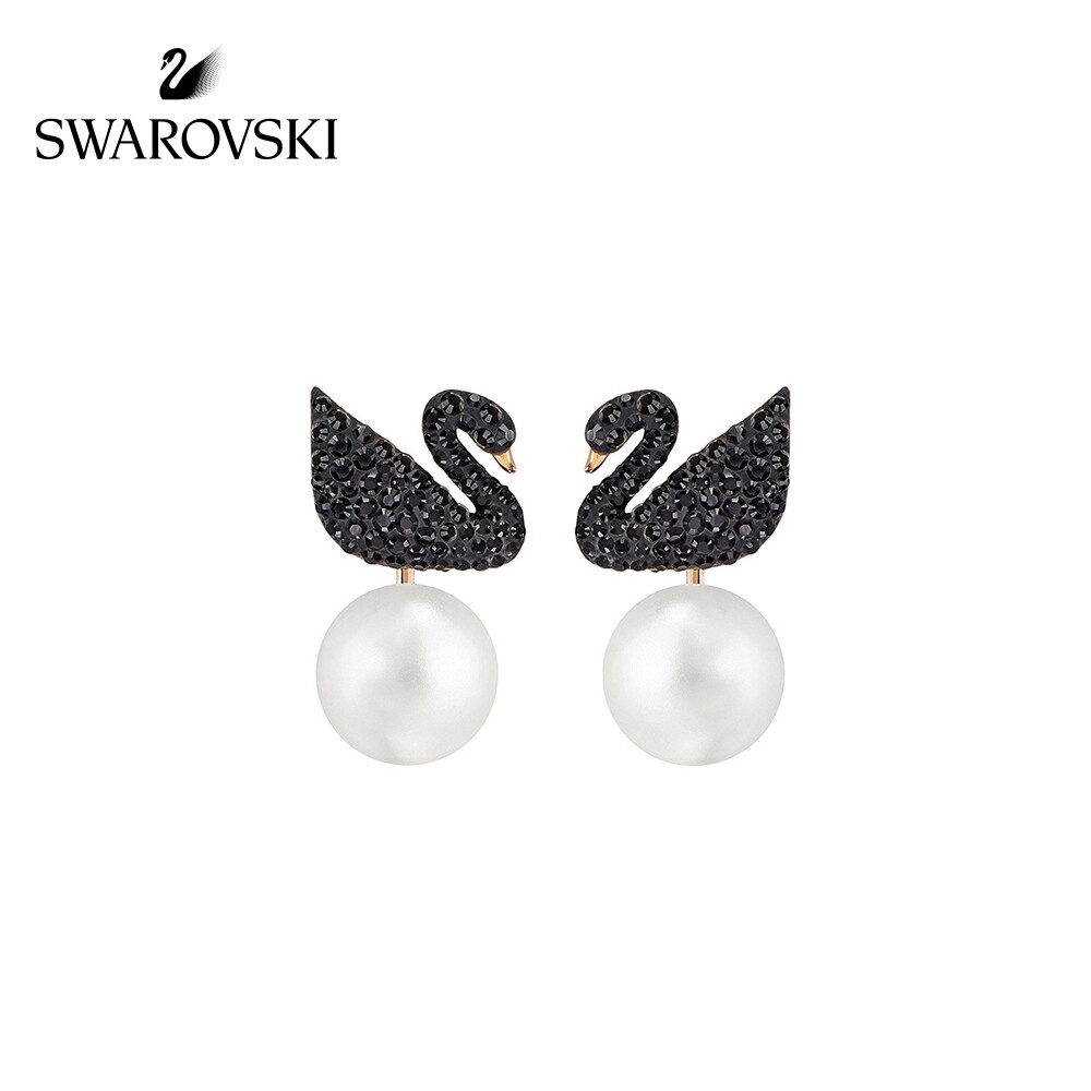 Swarovski ICONIC SWAN Pearl Swan Earrings Back-hanging Fashion Exquisite Female Earrings