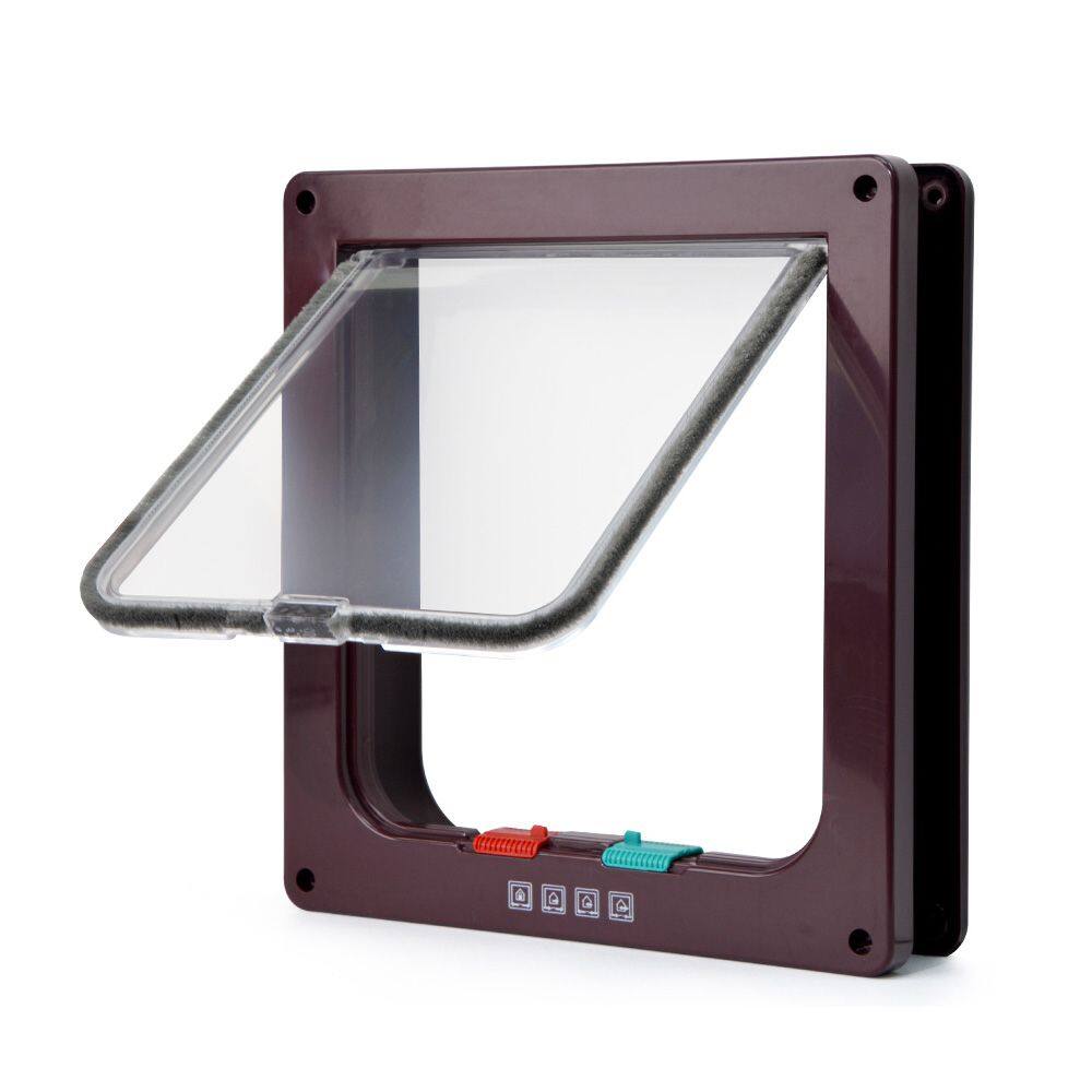 Dfsid simple design smart with security lock abs material 4 ways in and out freely cat door flap door pet supplies dog gates