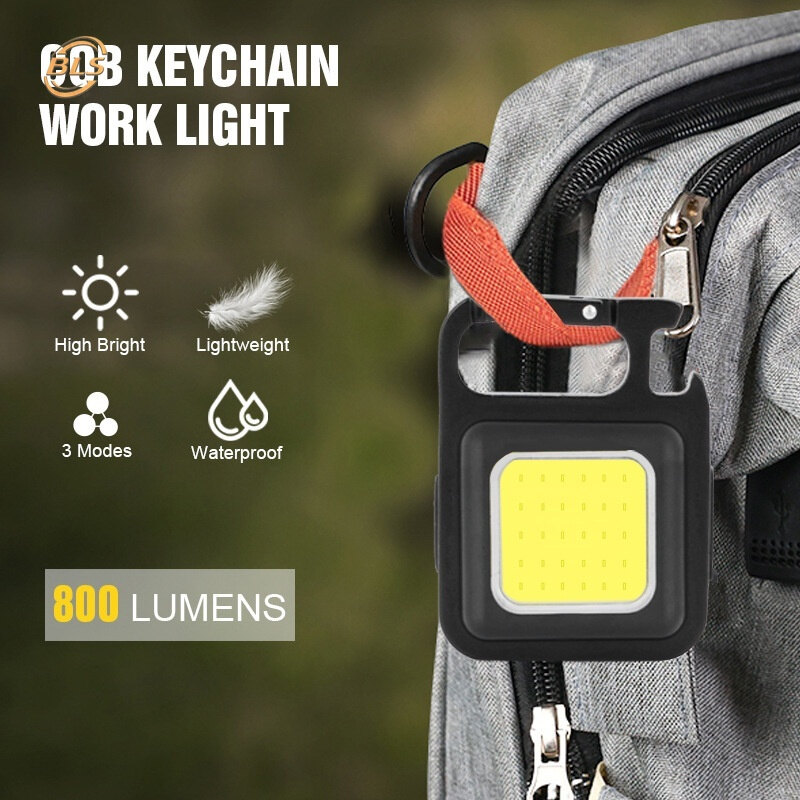 Đèn LED Làm Việc Mini Đèn Pin Bỏ Túi Cầm Tay Đèn Chìa Khóa Sạc USB Đèn Lồng Cắm Trại Ngoài Trời Cắm Trại Đi Bộ Đường Dài COB