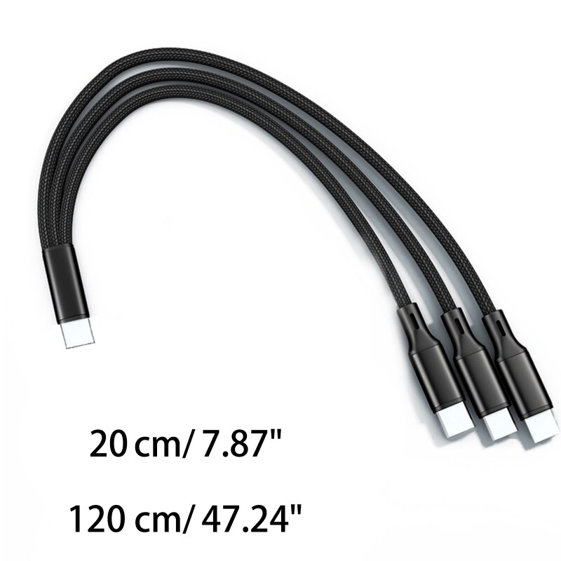 Multi Charger Cable Braided Universal 3 in 1 Multiple USB Cable Charging Cord with Type-C Micro USB Port Connector