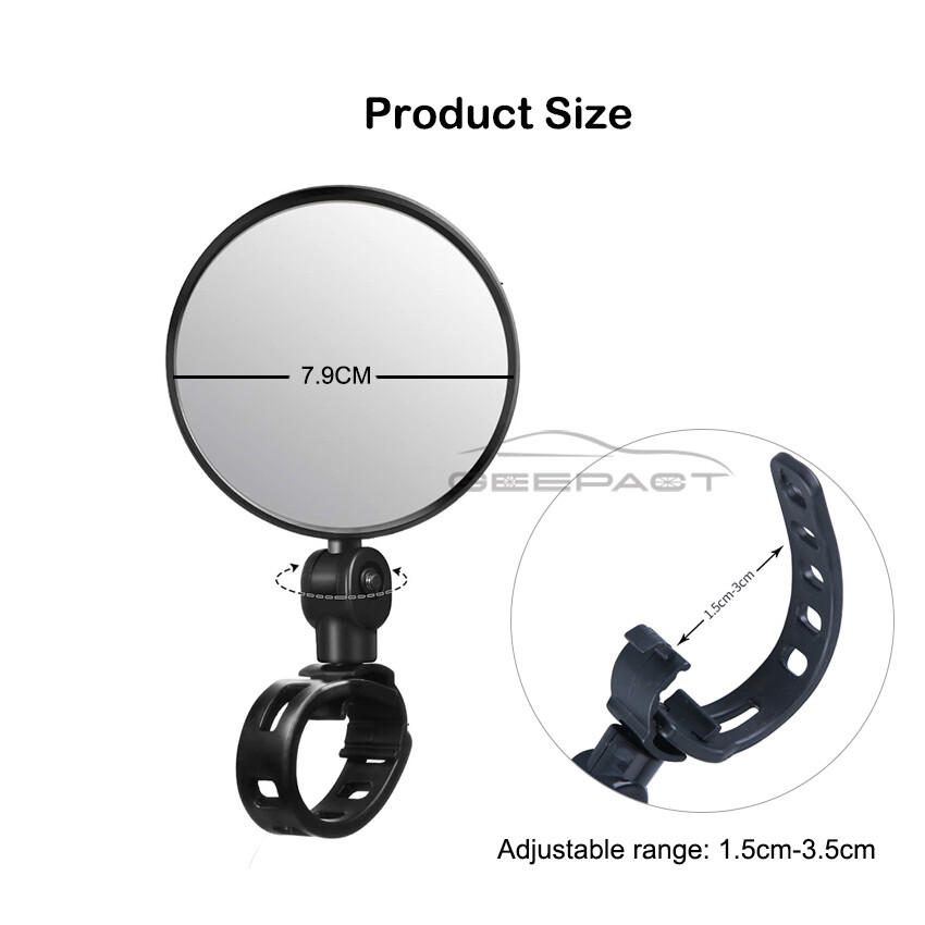 Geepact Rearview Mirror 2 PCS Bicycle Mirror Handlebar Rearview Mirror Wide Angle 360°Rotate Looking Glass Universal Cycling Bicycle Rear View Mirror for E-bike MTB Scooter Motorcycle Road Bike Ordinary Bikes etc.