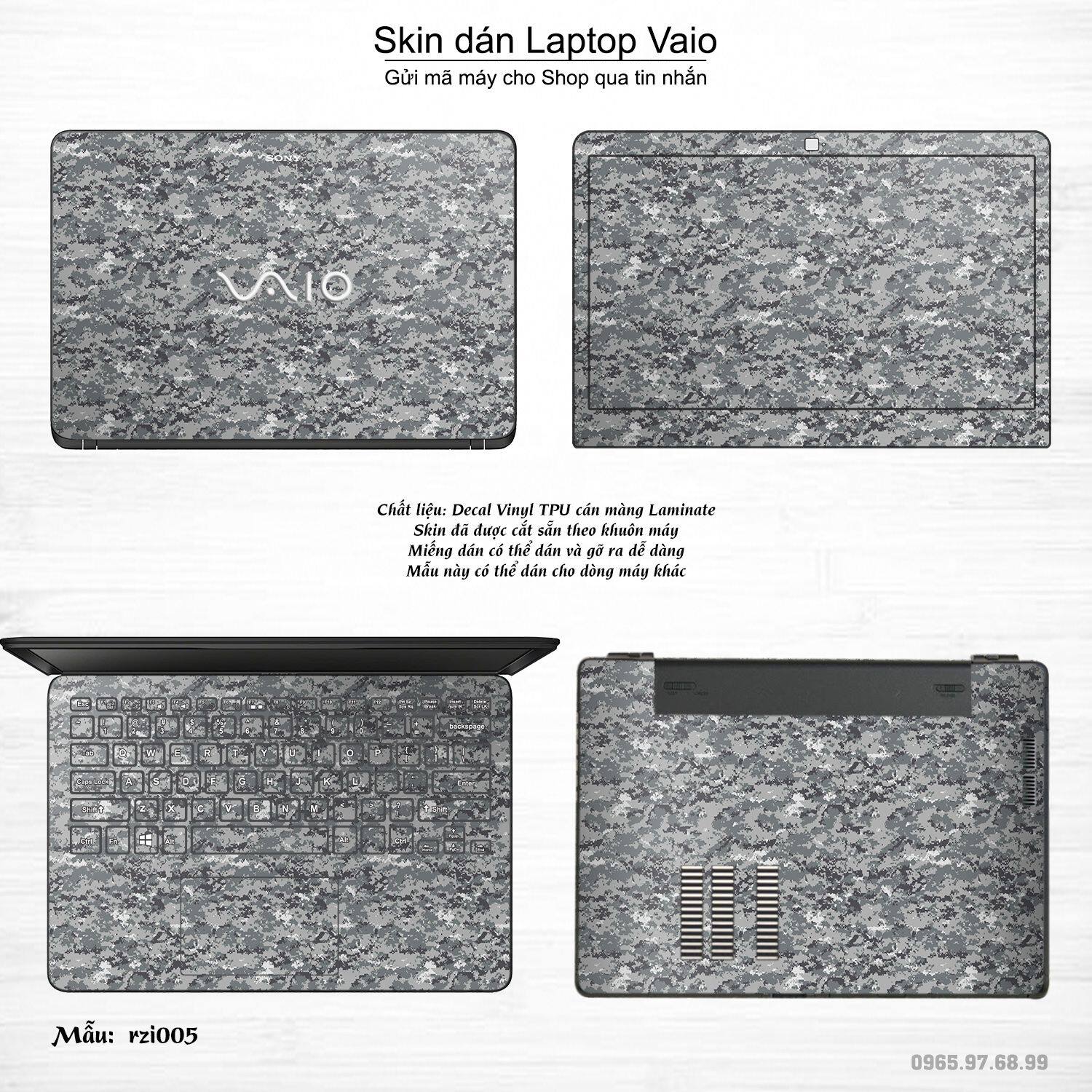 Decal Skin dán Laptop VAIO mẫu rằn ri (inbox mã máy cho shop)