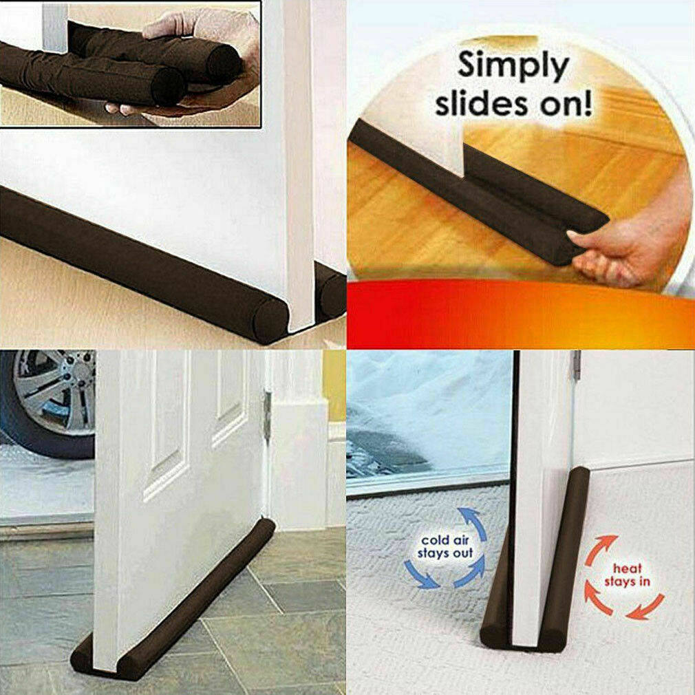 Under Door Draft Stopper / Breeze Weather Stripping Blocker / Adjustable Double Draft Noise Reduction Blocker Sweeps / Energy Saving Sound Dust Proof House Door Bottom Sealing Strip