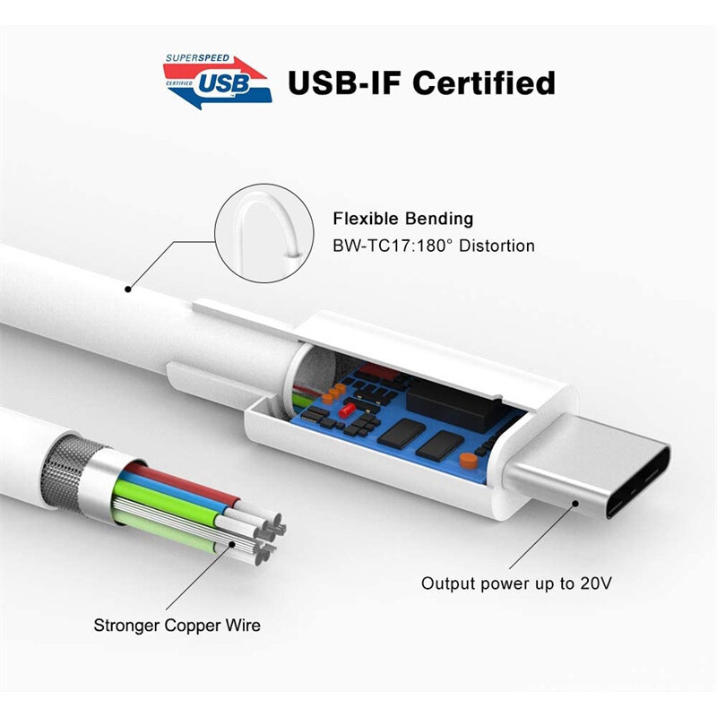 Cáp USB C Sạc Nhanh 3A 60W Type-C Sang Type-C Cáp Sạc Nhanh PD Cho Samsung Cáp Dữ Liệu