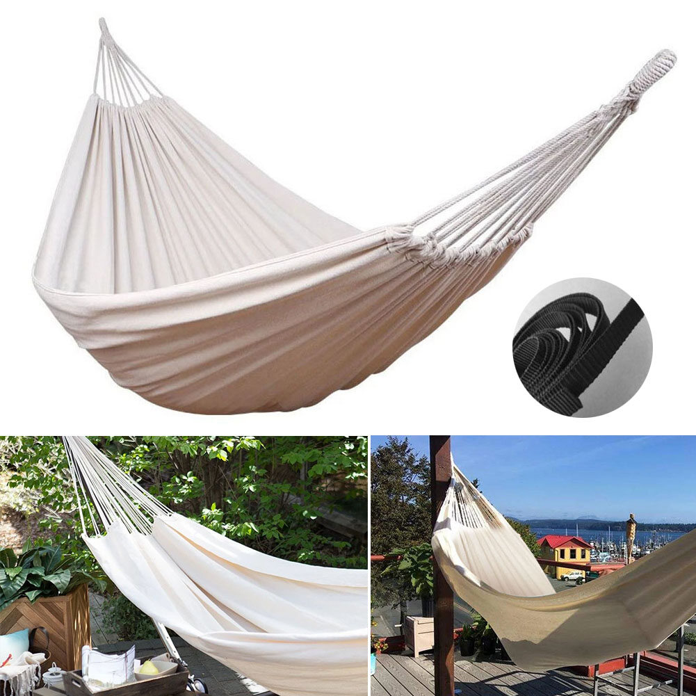 Honrane Outdoor Travel Camping Garden Balcony Cotton Cloth Hammock Hanging Swing Bed