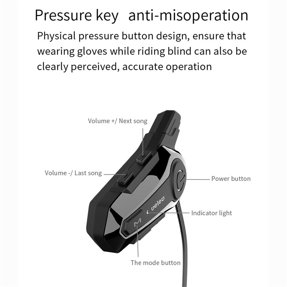 Aitemay E1 Motorcycle Bluetooth 5.0 Headphone Wireless Handsfree Headset with Microphone (Soft Mic Version)