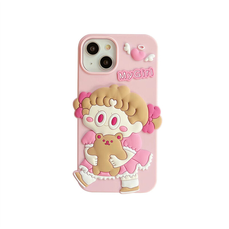 Zeallion Fashion Cute Cartoon Girl Soft Silicone Phone Case for [ iPhone 14 13 12 11 Pro Max] Protective Shockrpoof Phone Cover Shell