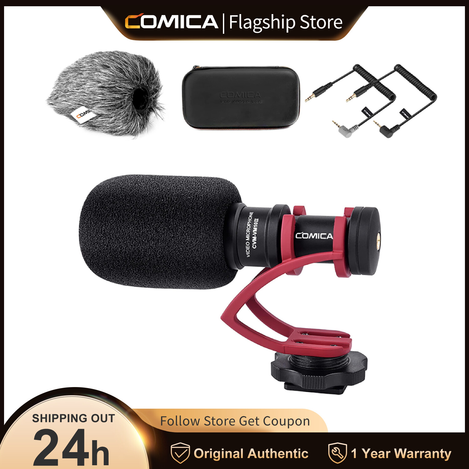 Camera Microphone,Comica CVM-VM10II Professional Video Microphone with  Shock Mount, Deadcat,Compact Shotgun Mic Compatible with iPhone,DSLR