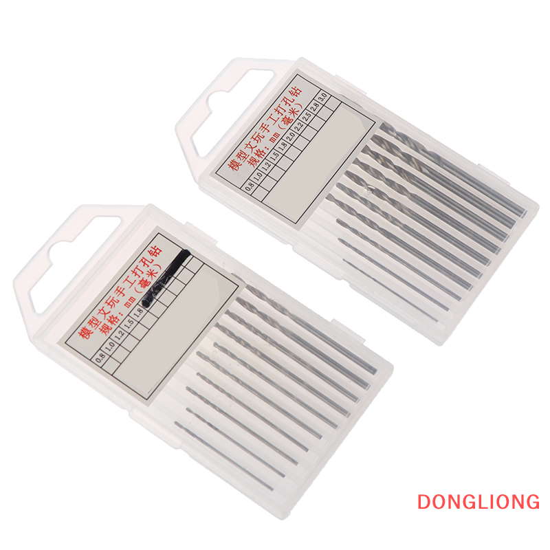 DONGLIONG 10Pcs/Box Mini Drill HSS Bit 0.8mm-3.0mm Straight Shank PCB Twist Drill Bits Set