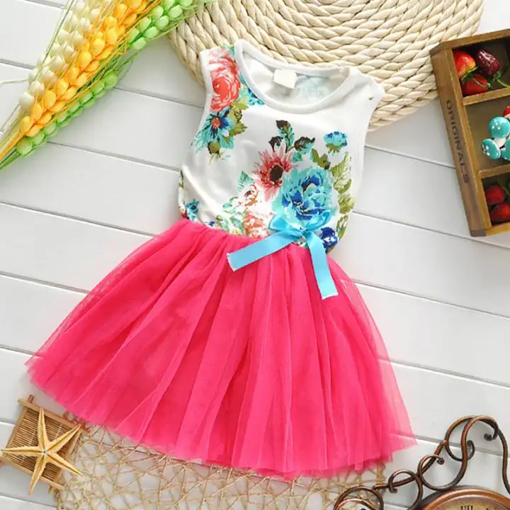 2019 Kids Summer Floral Dress Baby Girl Dress Princess tutu Dress 3 colors for 2,5 age Baby Pretty Dress for Lovely kids