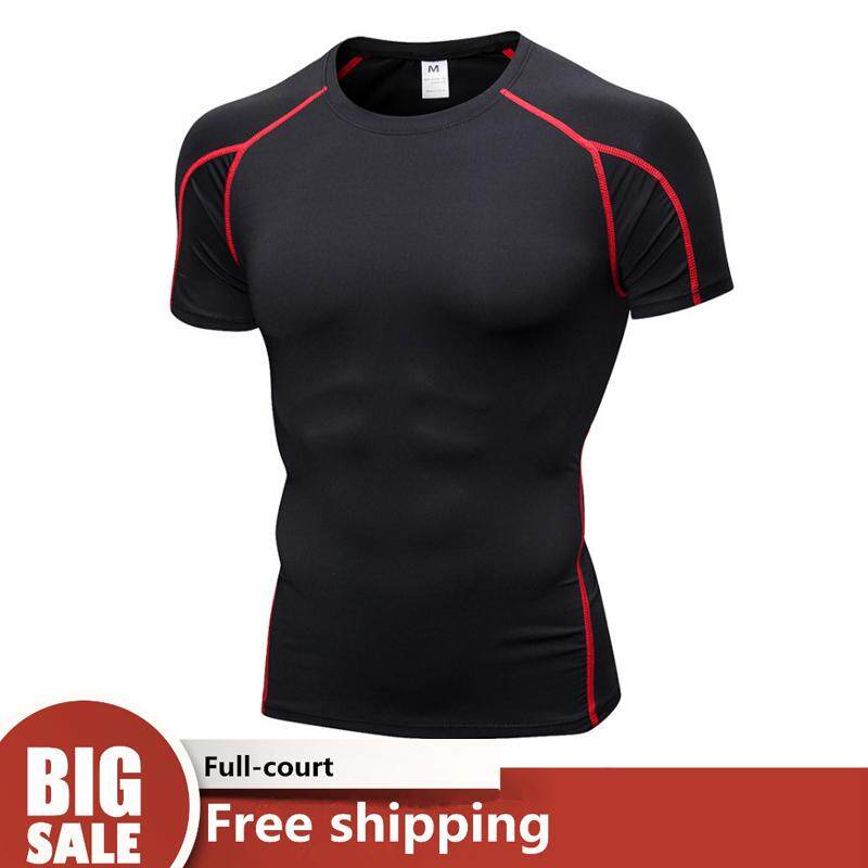 WJKFGI Men Running Fitness Gym Body Shaper Compression T Shirt Tee Short Sleeve Shape wear Muscle Tights Sports Tops【READY STOCK - High Quality 】