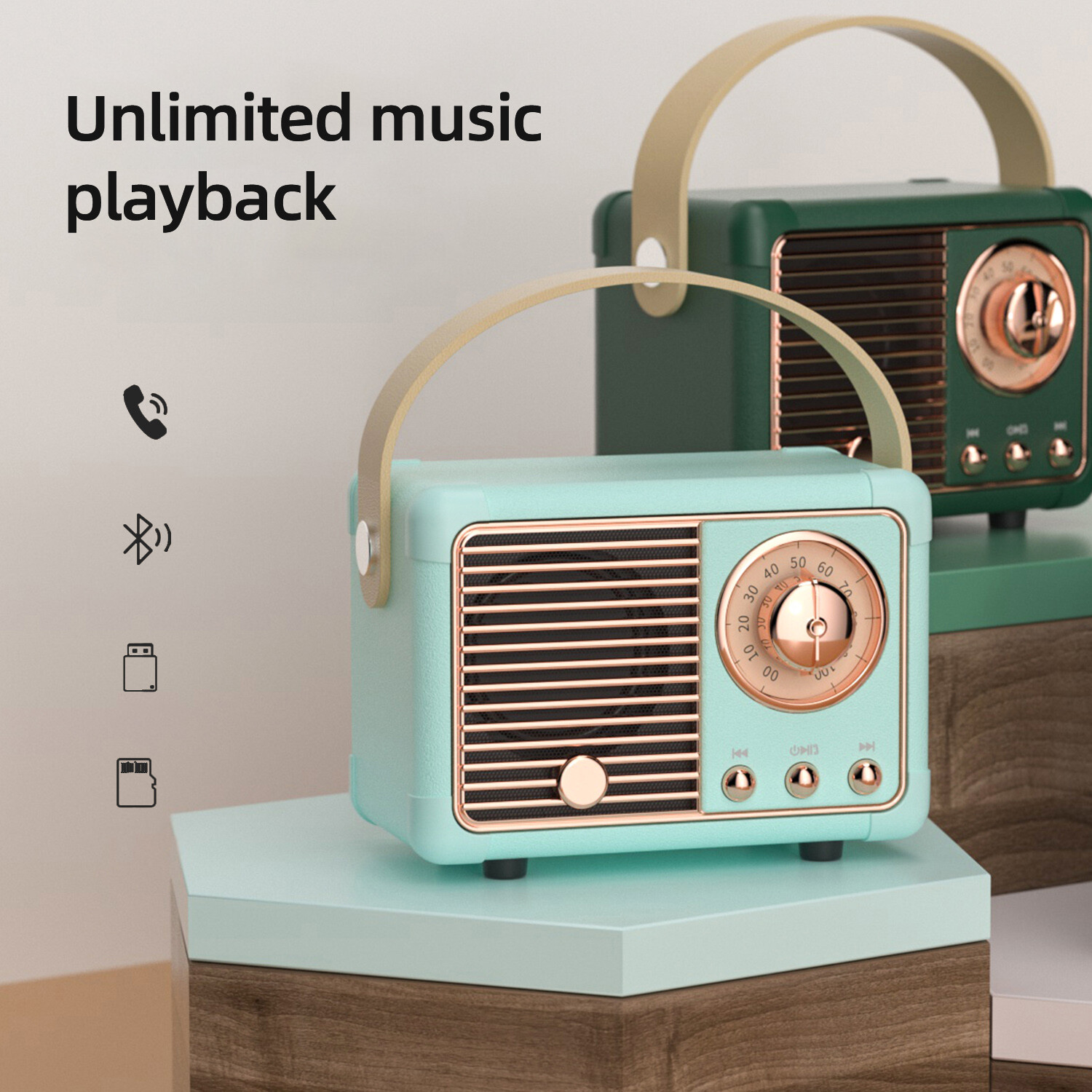 HM11 Mini Speaker Bluetooth 5.0 Portable Speaker  Bluetooth Speaker Rechargeable Beautiful Bluetooth Stero Subwoofer support TF Card, USB, Hands-Free Call Function with Strap