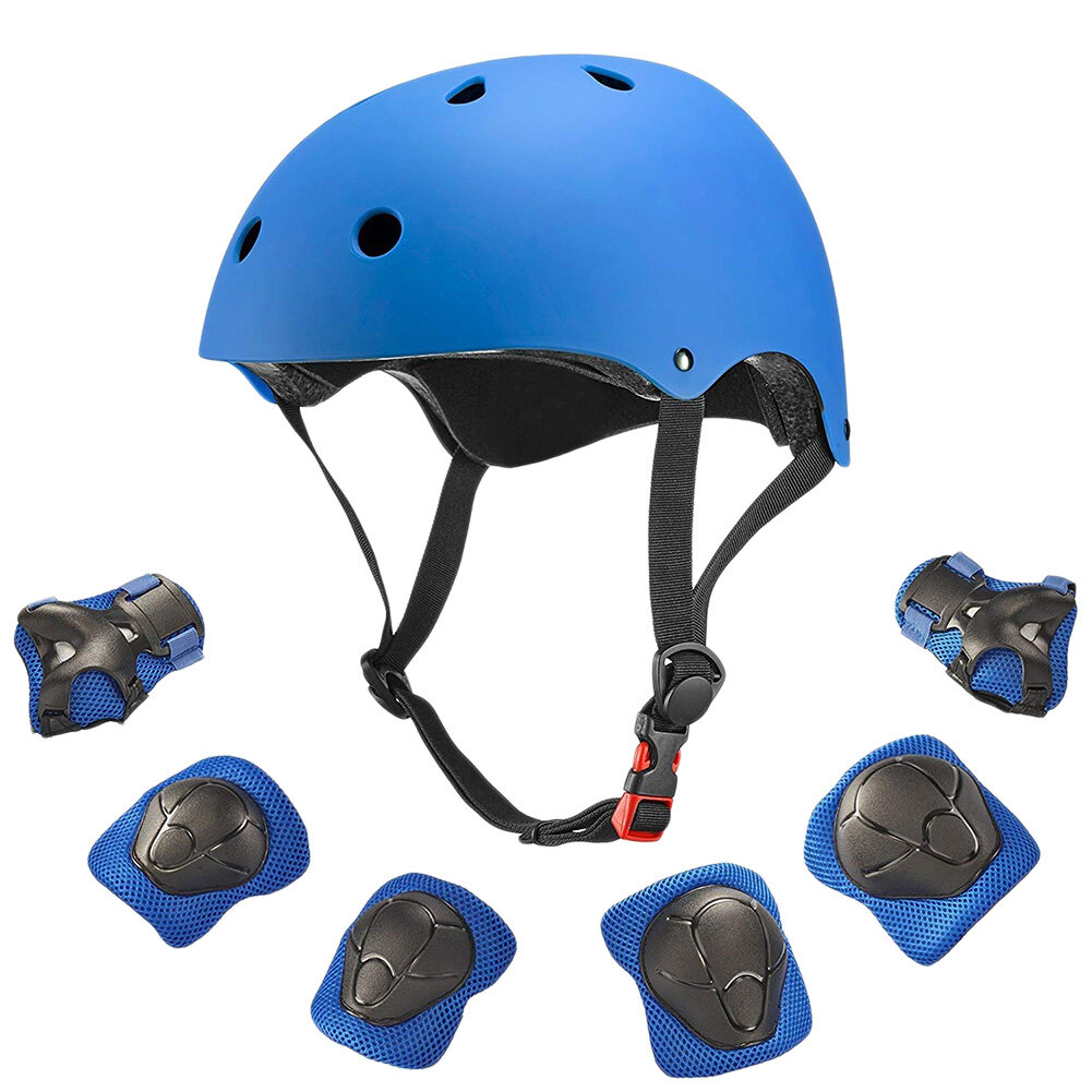 7 Pcs Skateboard Helmet Protector Set Elbow Wrist Knee Pads Helmet