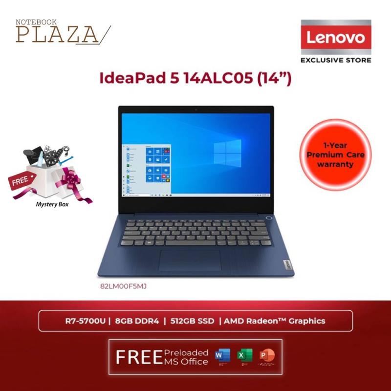 Lenovo IdeaPad 5 14ALC05 82LM00F5MJ 14 FHD Laptop Abyss Blue ( Ryzen 7 5700U, 8GB, 512GB SSD, ATI, W11, HS ) Malaysia