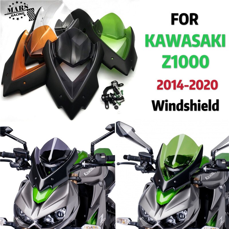 Motorcycle Windscreen Viser Visor Windshield Deflector Fits For Kawasaki Z1000 2014 2015 2016 2017 2018 2019 2020 Z-1000 Z1000