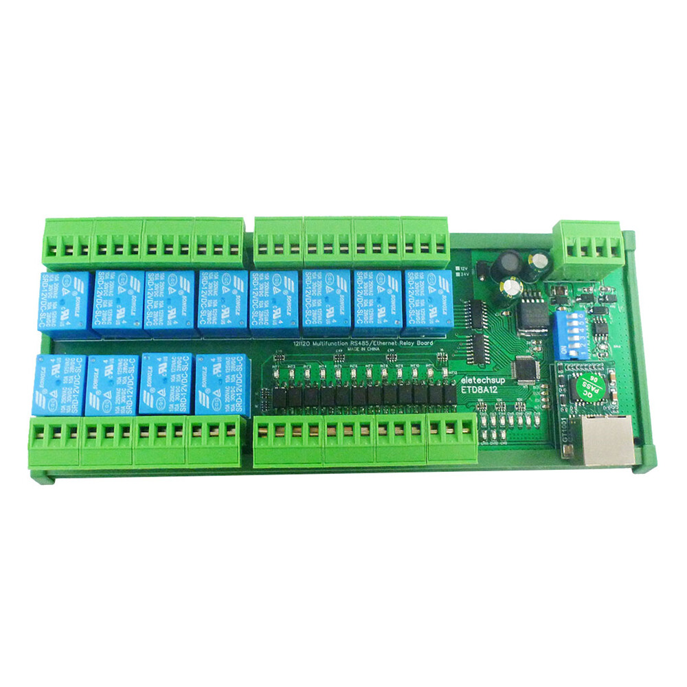 diymore 2 IN1 12 DIO Ethernet/RS485 Relay Switch Module Modbus RTU TCP/IP Network Controller PLC Expansion Board 12V 24V